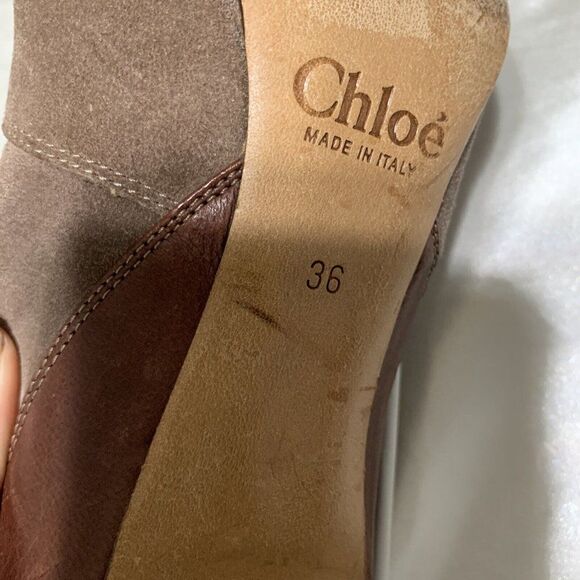 Chloe Authentic Brown Suede Leather High Heel Lace Up Bootie Boots 6 Italy - Picture 7 of 8